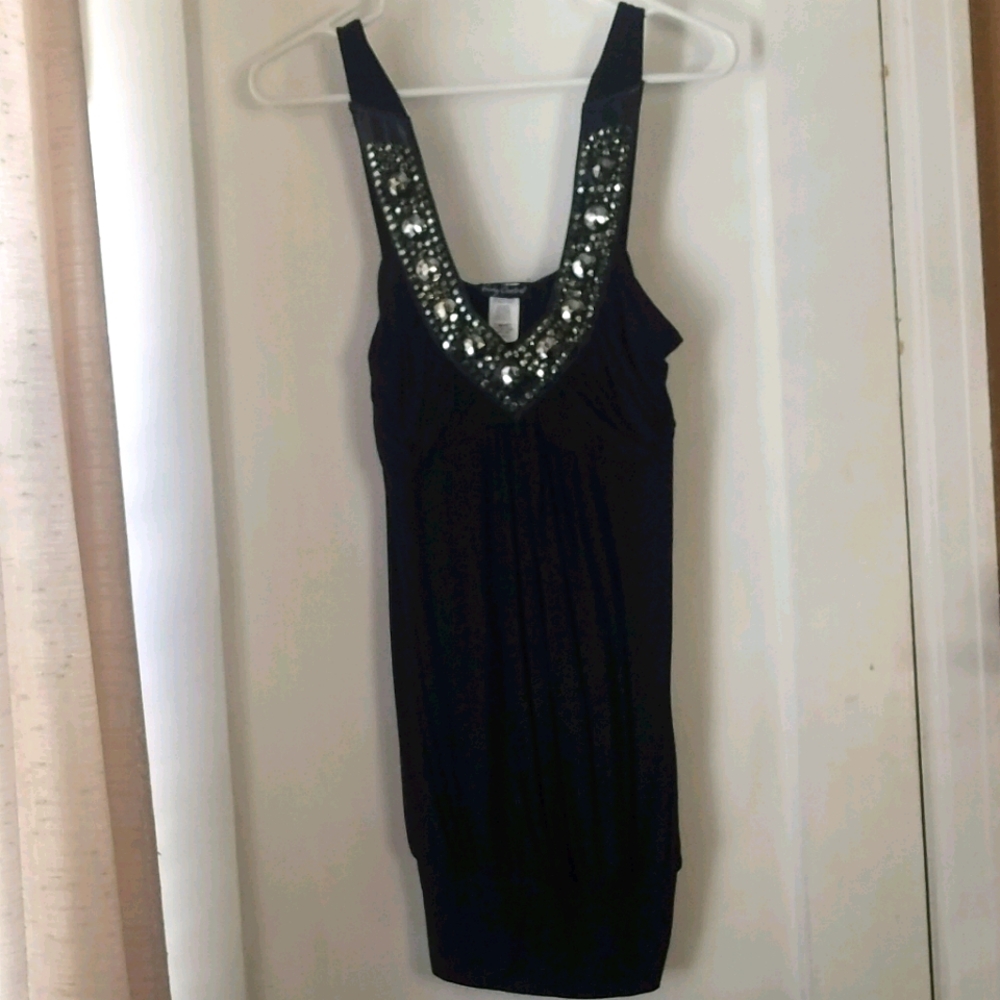 Black Jeweled Minidress